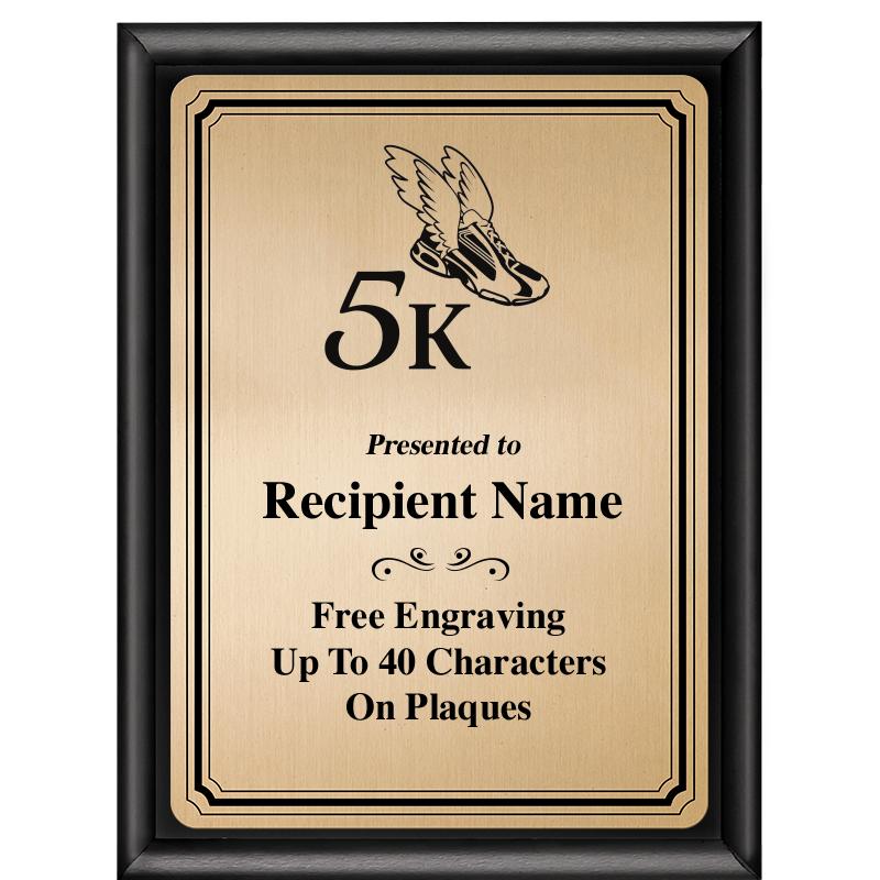 6X8 GOLD TRIO PLT BLK SHNY PLQ