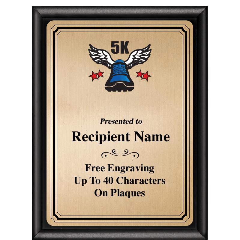 6X8 GOLD TRIO PLT BLK SHNY PLQ