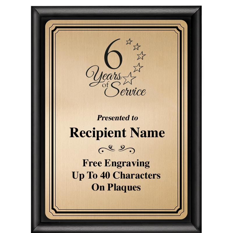 6X8 GOLD TRIO PLT BLK SHNY PLQ