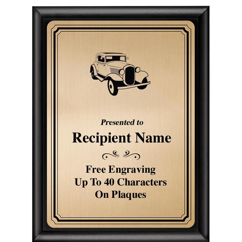 6X8 GOLD TRIO PLT BLK SHNY PLQ