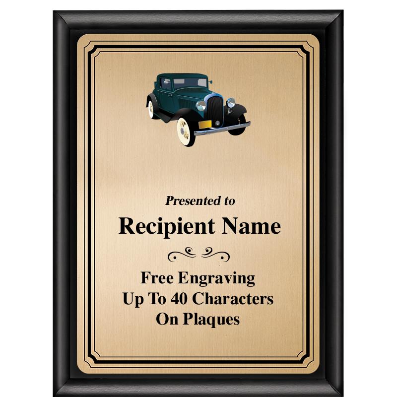 6X8 GOLD TRIO PLT BLK SHNY PLQ