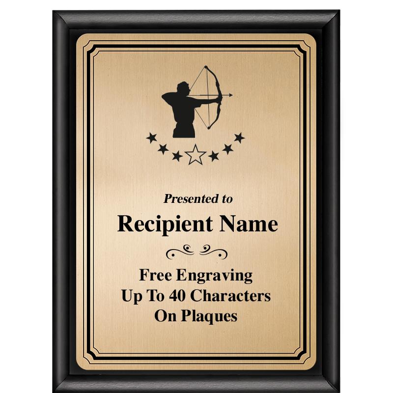 6X8 GOLD TRIO PLT BLK SHNY PLQ