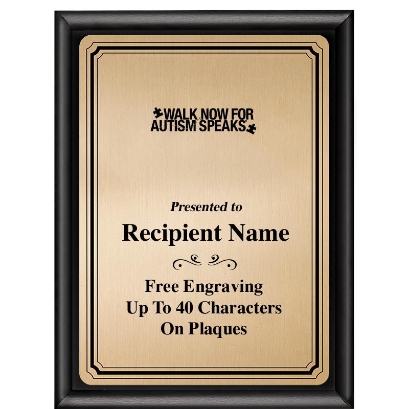 6X8 GOLD TRIO PLT BLK SHNY PLQ