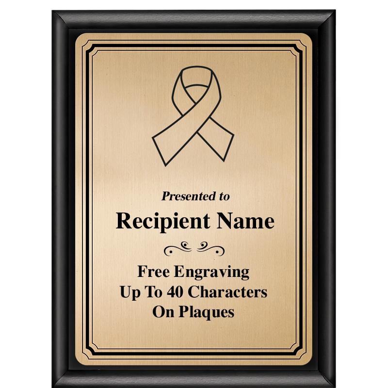 6X8 GOLD TRIO PLT BLK SHNY PLQ