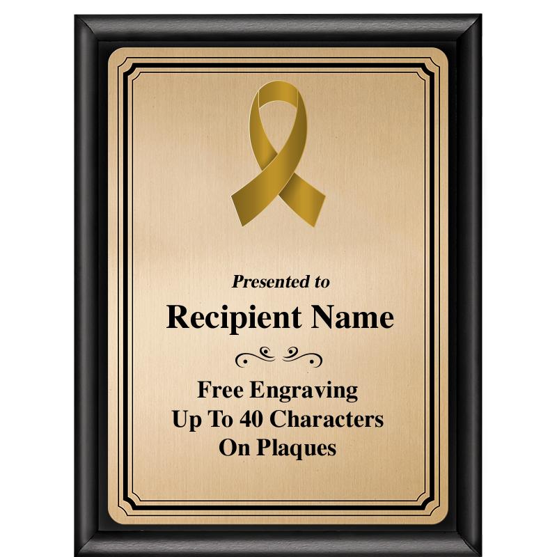 6X8 GOLD TRIO PLT BLK SHNY PLQ