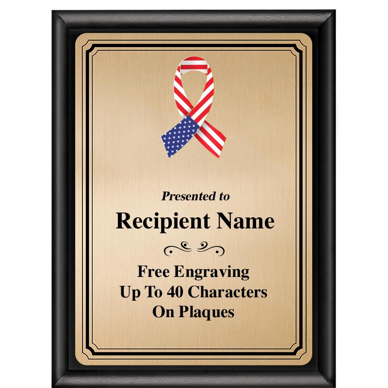 6X8 GOLD TRIO PLT BLK SHNY PLQ