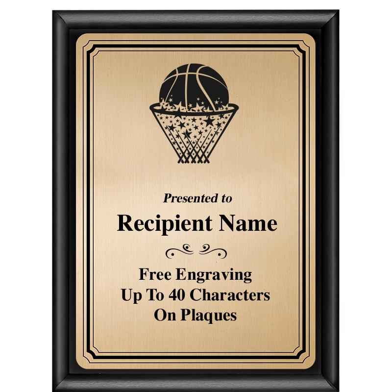 6X8 GOLD TRIO PLT BLK SHNY PLQ