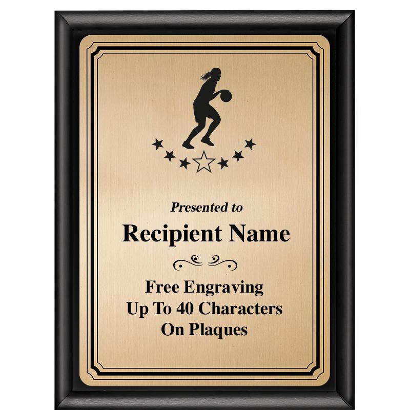 6X8 GOLD TRIO PLT BLK SHNY PLQ