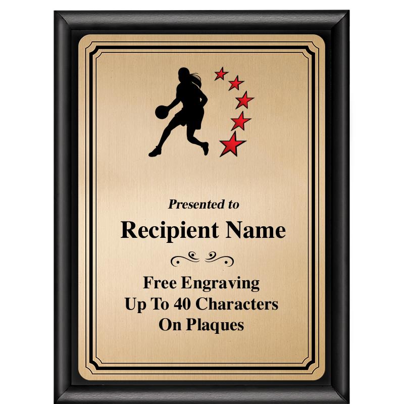 6X8 GOLD TRIO PLT BLK SHNY PLQ