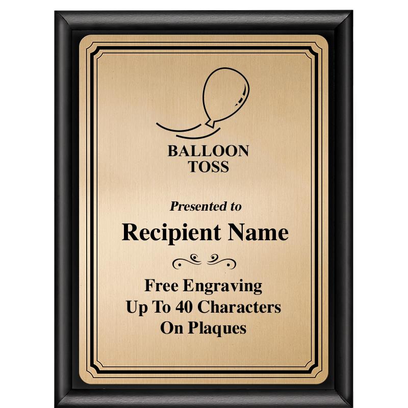 6X8 GOLD TRIO PLT BLK SHNY PLQ