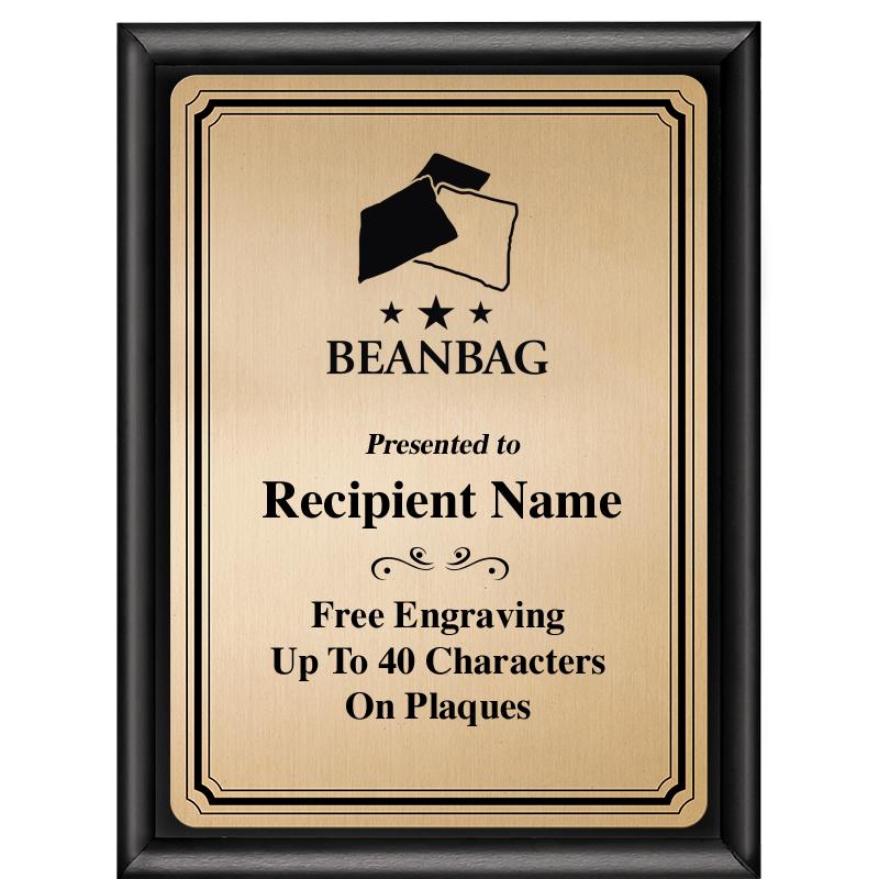 6X8 GOLD TRIO PLT BLK SHNY PLQ