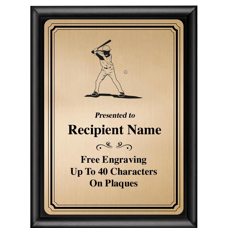 6X8 GOLD TRIO PLT BLK SHNY PLQ