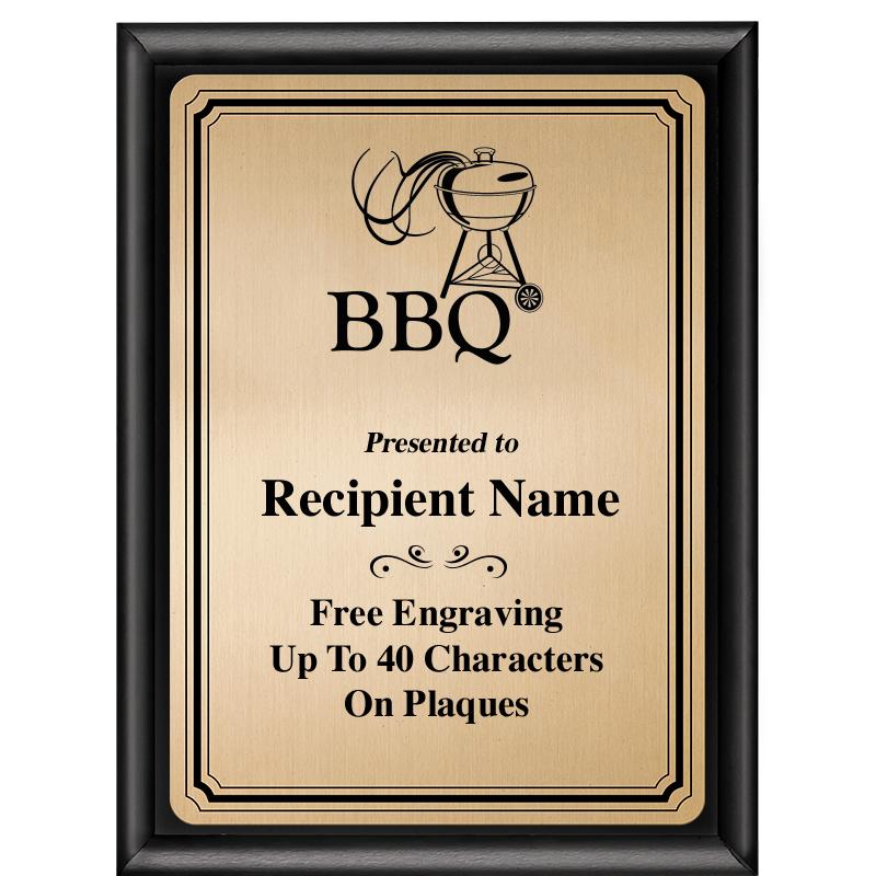 6X8 GOLD TRIO PLT BLK SHNY PLQ