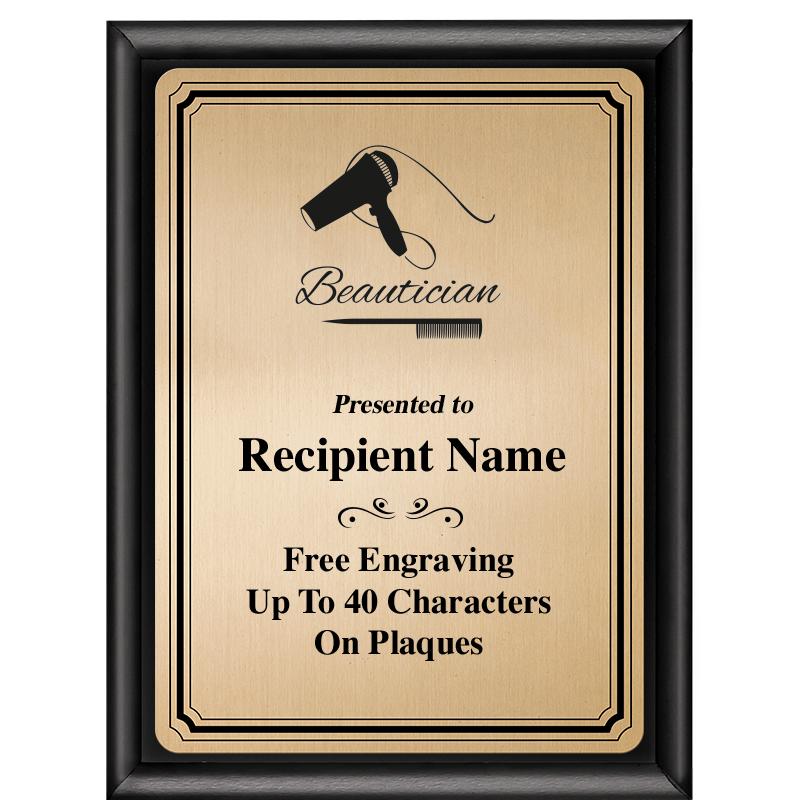 6X8 GOLD TRIO PLT BLK SHNY PLQ