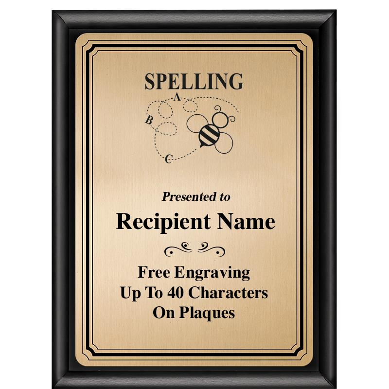 6X8 GOLD TRIO PLT BLK SHNY PLQ