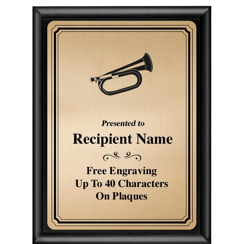 6X8 GOLD TRIO PLT BLK SHNY PLQ