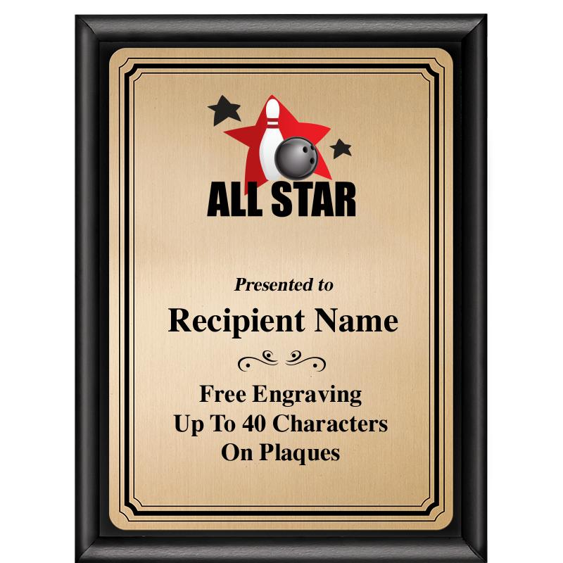 6X8 GOLD TRIO PLT BLK SHNY PLQ