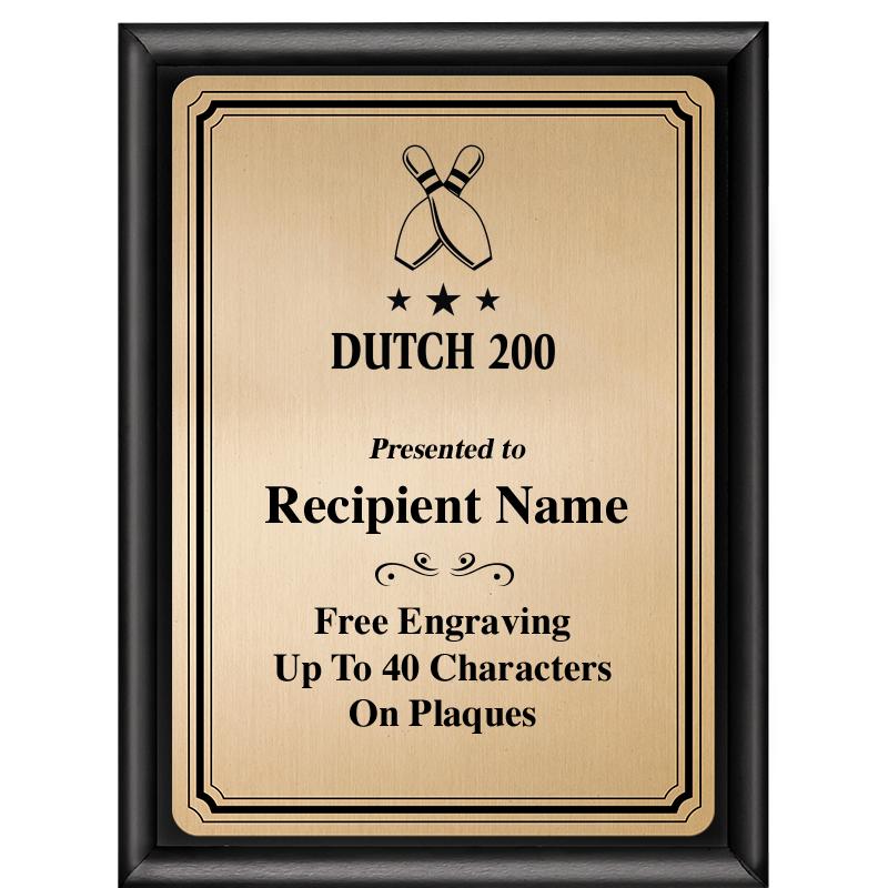 6X8 GOLD TRIO PLT BLK SHNY PLQ