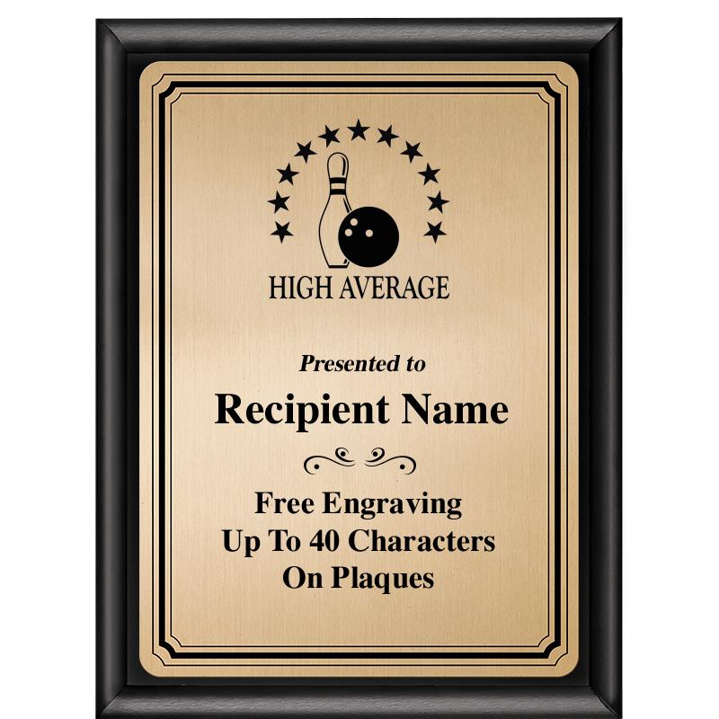 6X8 GOLD TRIO PLT BLK SHNY PLQ