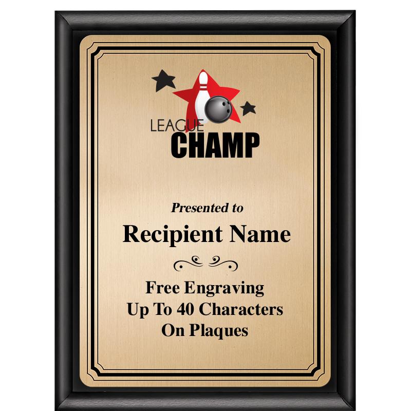 6X8 GOLD TRIO PLT BLK SHNY PLQ