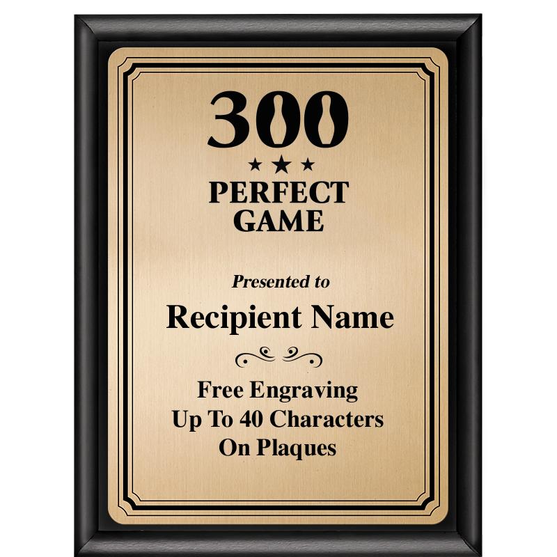 6X8 GOLD TRIO PLT BLK SHNY PLQ