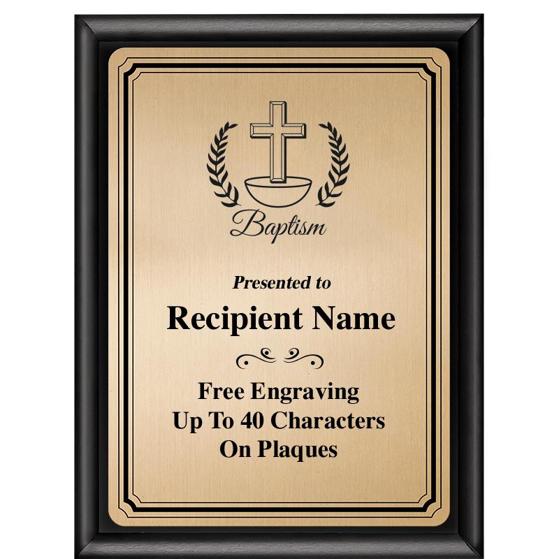 6X8 GOLD TRIO PLT BLK SHNY PLQ