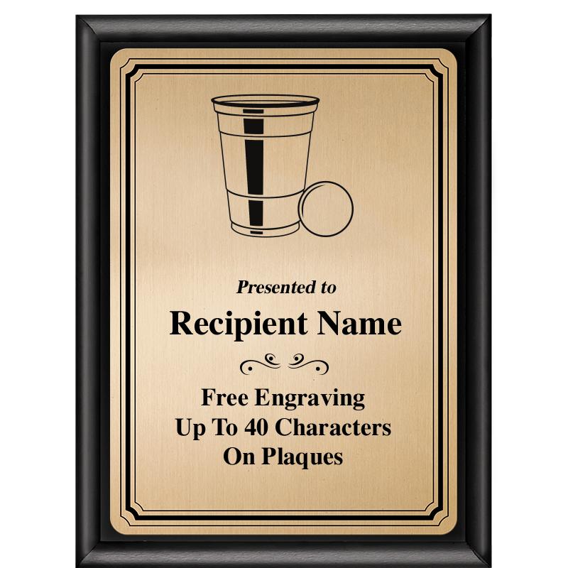 6X8 GOLD TRIO PLT BLK SHNY PLQ