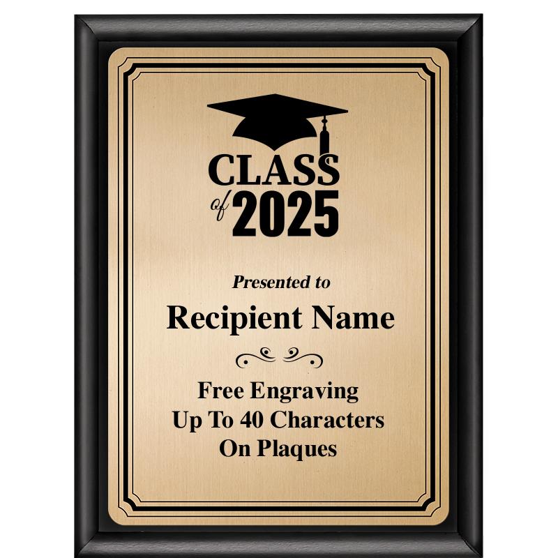 6X8 GOLD TRIO PLT BLK SHNY PLQ