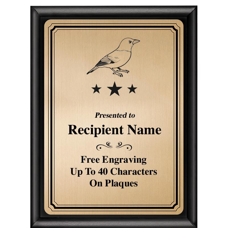 6X8 GOLD TRIO PLT BLK SHNY PLQ