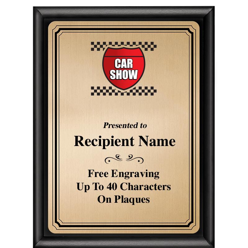 6X8 GOLD TRIO PLT BLK SHNY PLQ