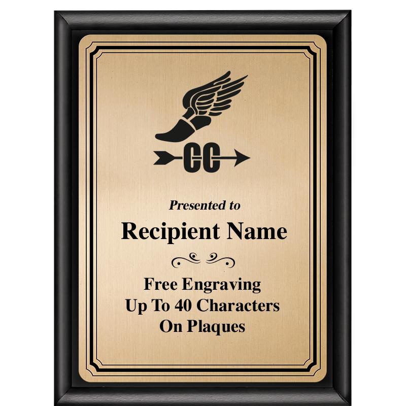 6X8 GOLD TRIO PLT BLK SHNY PLQ