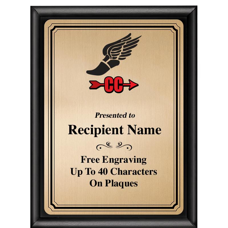 6X8 GOLD TRIO PLT BLK SHNY PLQ