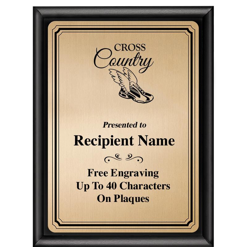 6X8 GOLD TRIO PLT BLK SHNY PLQ