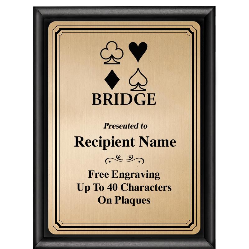 6X8 GOLD TRIO PLT BLK SHNY PLQ