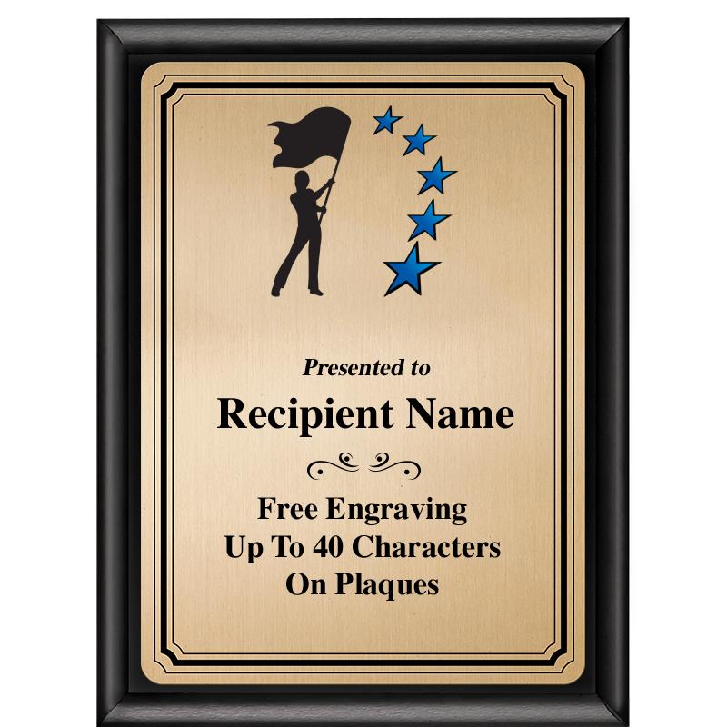 6X8 GOLD TRIO PLT BLK SHNY PLQ