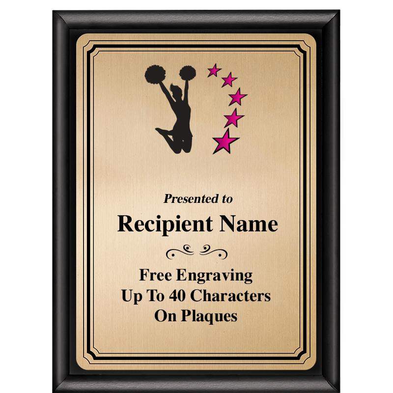 6X8 GOLD TRIO PLT BLK SHNY PLQ