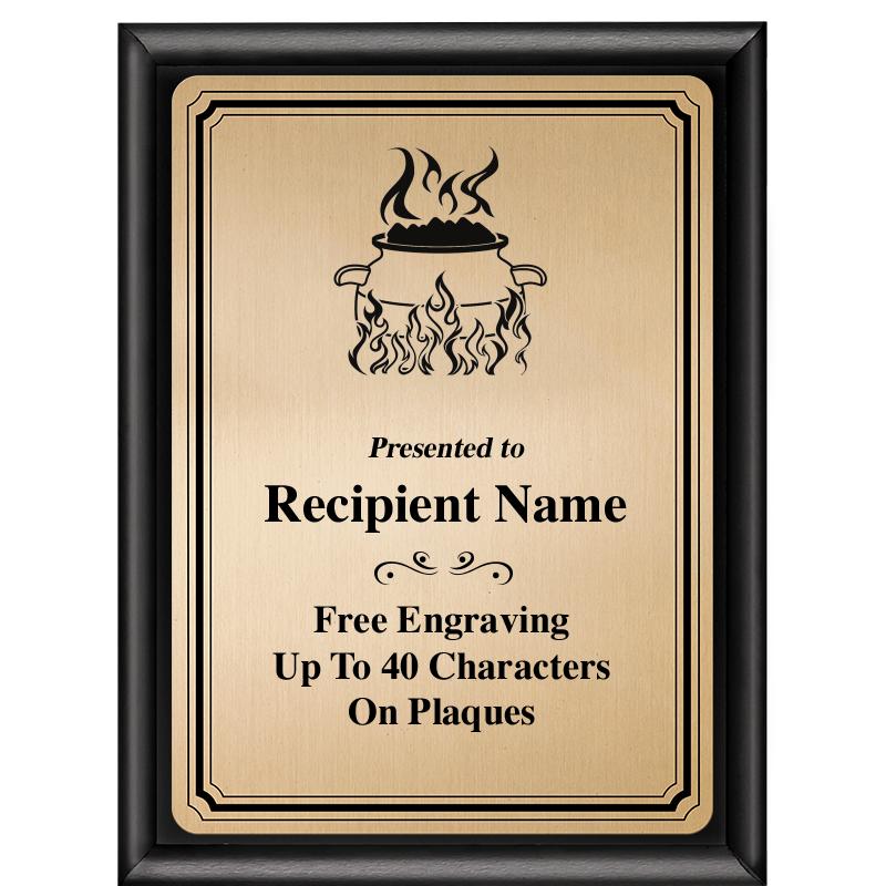 6X8 GOLD TRIO PLT BLK SHNY PLQ