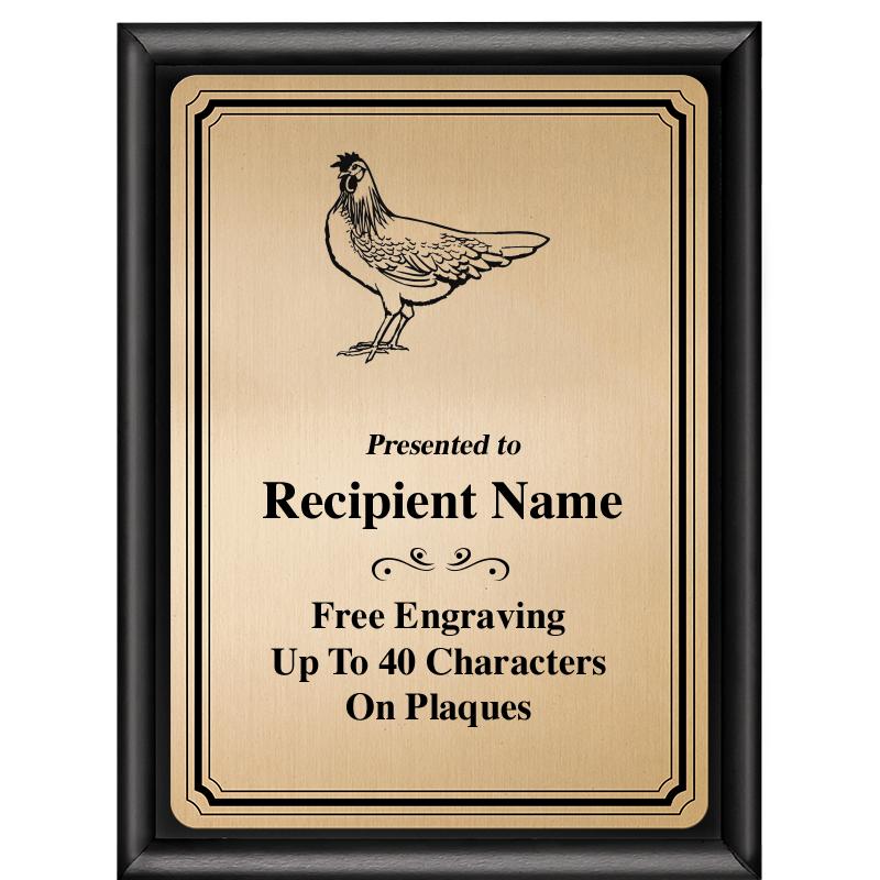 6X8 GOLD TRIO PLT BLK SHNY PLQ