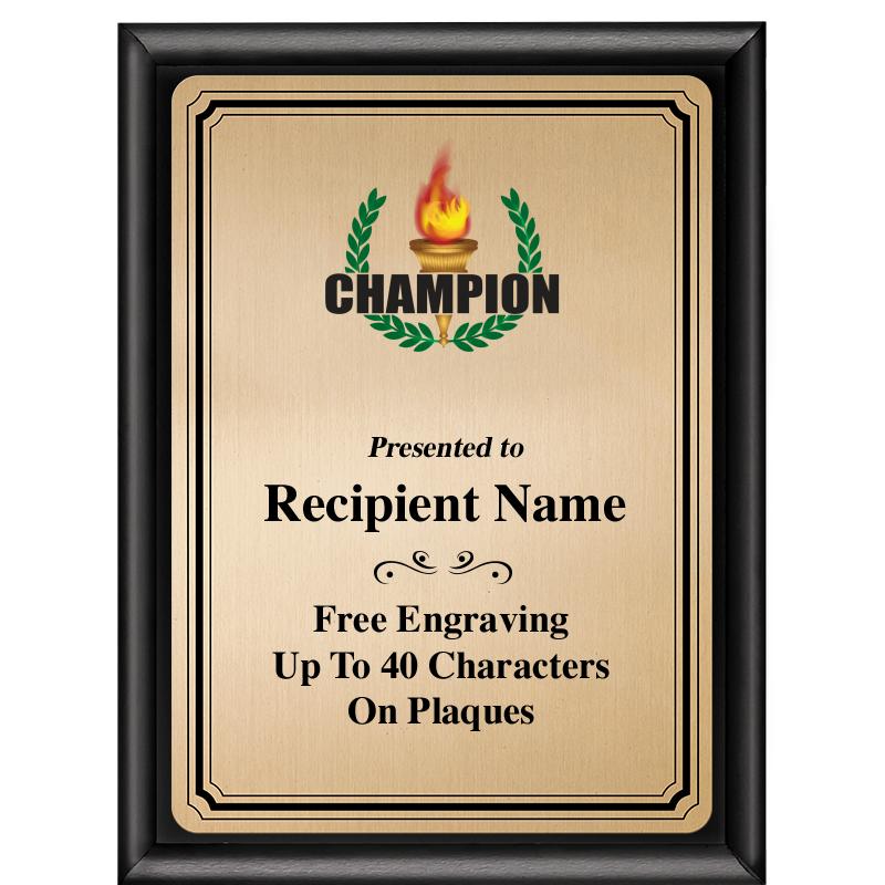 6X8 GOLD TRIO PLT BLK SHNY PLQ