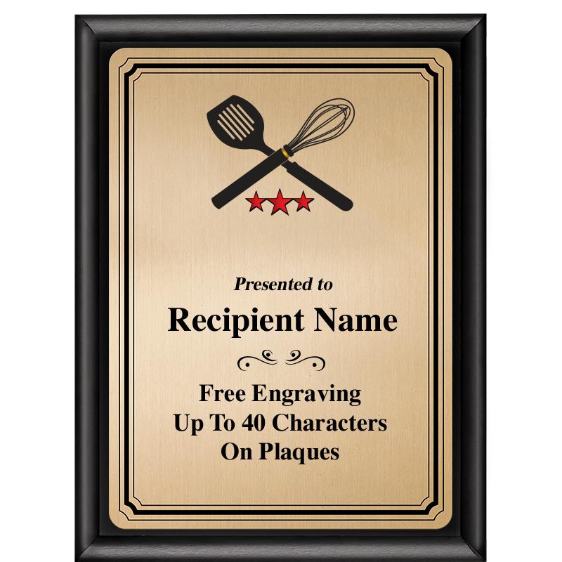 6X8 GOLD TRIO PLT BLK SHNY PLQ