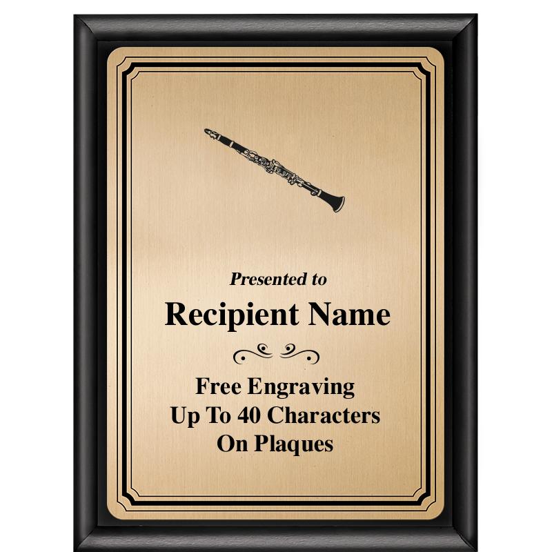 6X8 GOLD TRIO PLT BLK SHNY PLQ