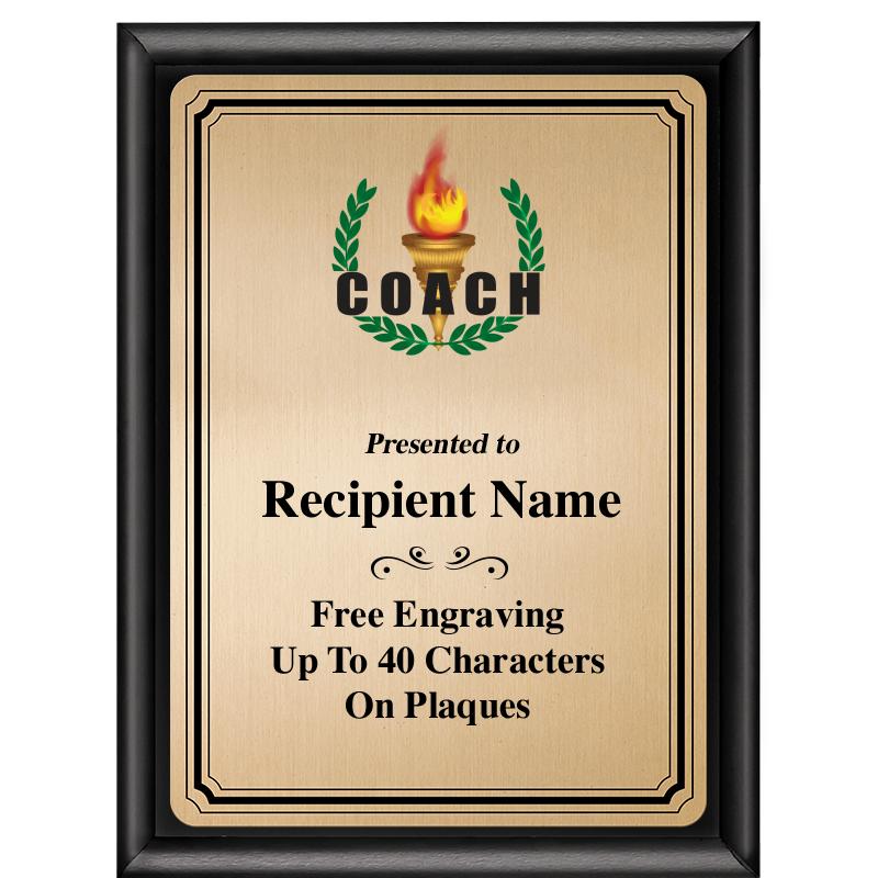 6X8 GOLD TRIO PLT BLK SHNY PLQ