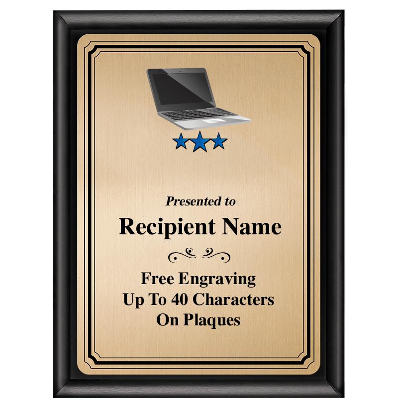 6X8 GOLD TRIO PLT BLK SHNY PLQ