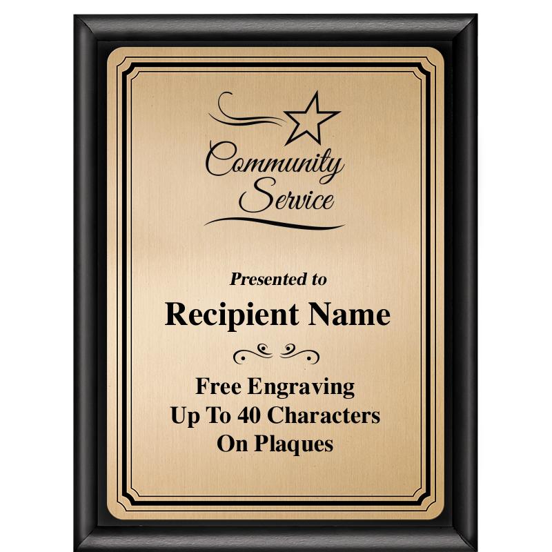 6X8 GOLD TRIO PLT BLK SHNY PLQ