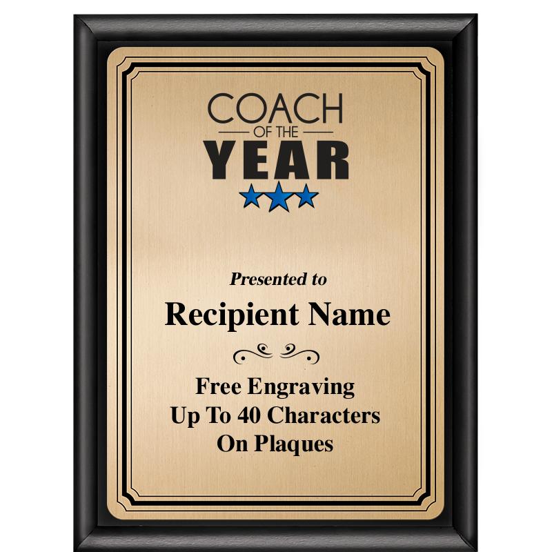 6X8 GOLD TRIO PLT BLK SHNY PLQ