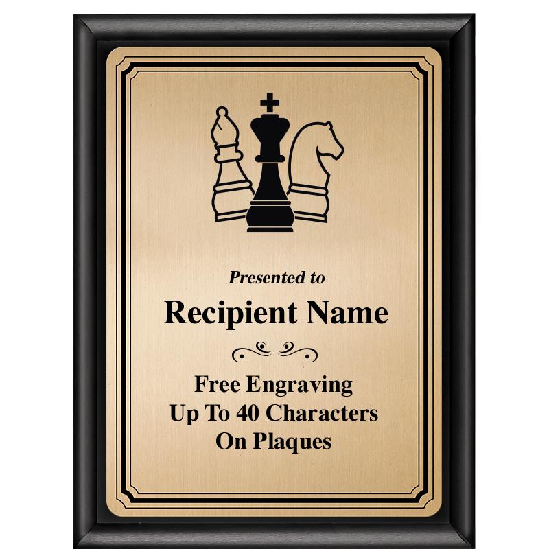 6X8 GOLD TRIO PLT BLK SHNY PLQ