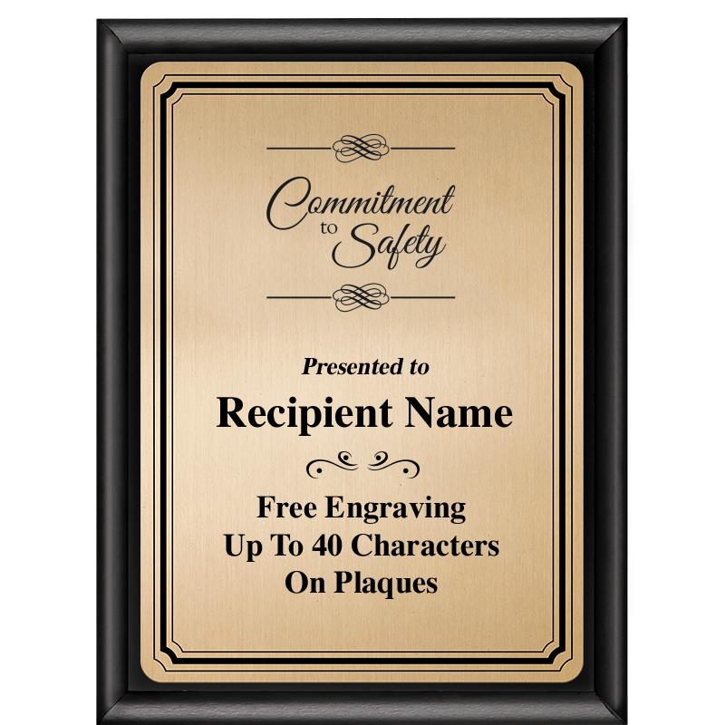 6X8 GOLD TRIO PLT BLK SHNY PLQ