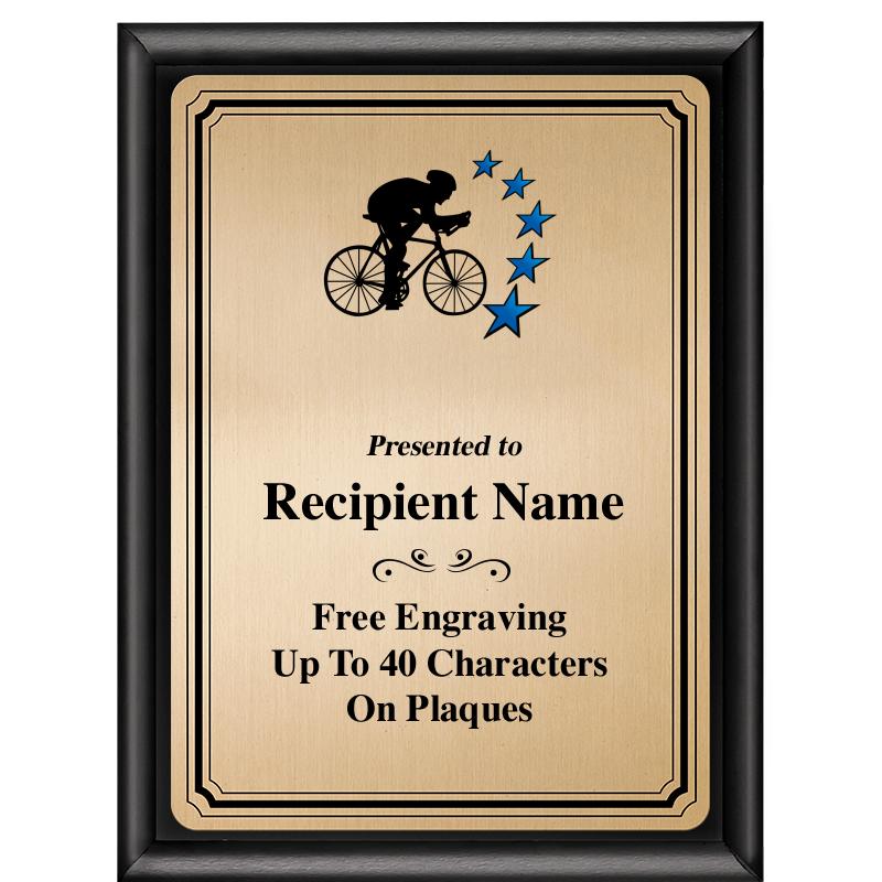 6X8 GOLD TRIO PLT BLK SHNY PLQ