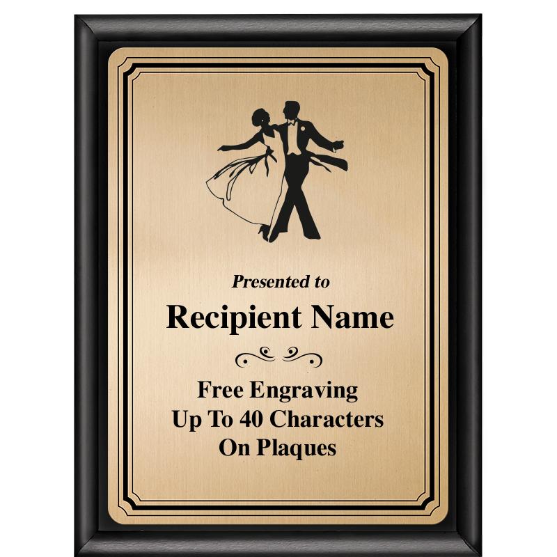 6X8 GOLD TRIO PLT BLK SHNY PLQ