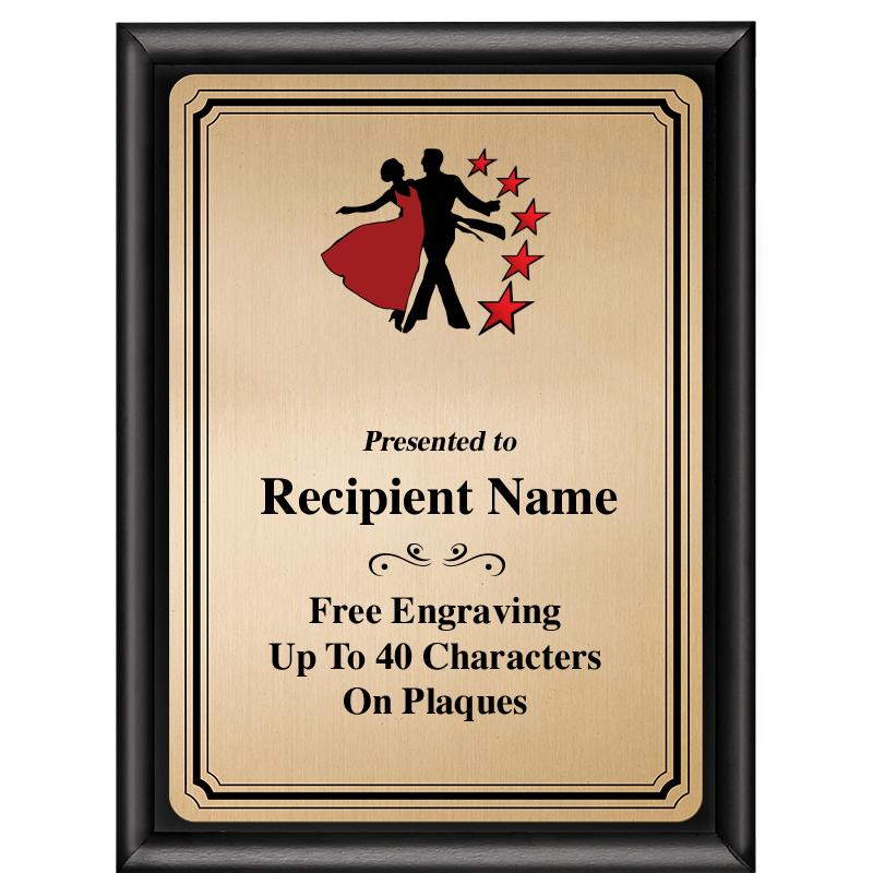 6X8 GOLD TRIO PLT BLK SHNY PLQ